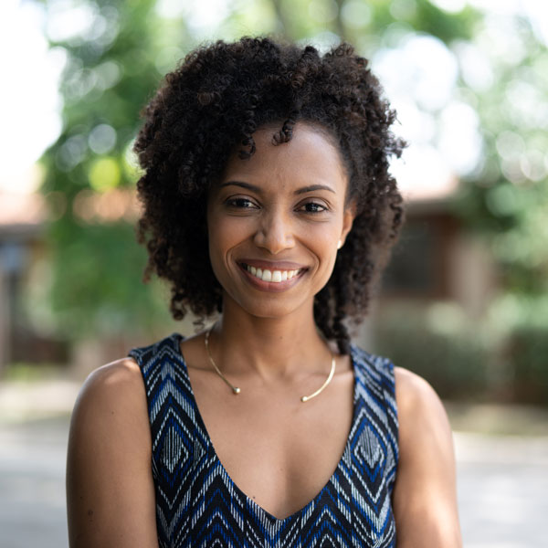 woman smiling outside